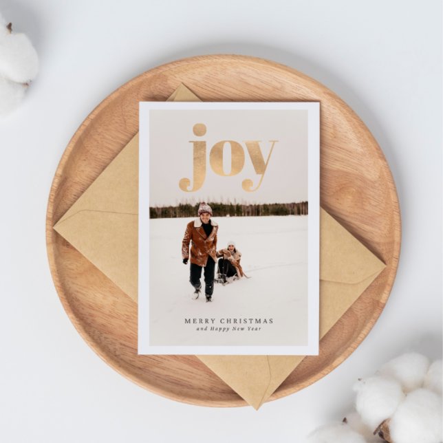 Cartão de Natal da Família Simples Elegante Dourad (Criador carregado)