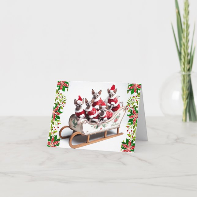 Cartão de Natal da Família Sphynx Cat (Frente)