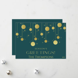 Cartão de Natal da Família Verde e Dourada