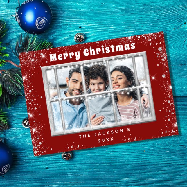 Cartão de Natal da janela de fotos reluzentes com  (Criador carregado)