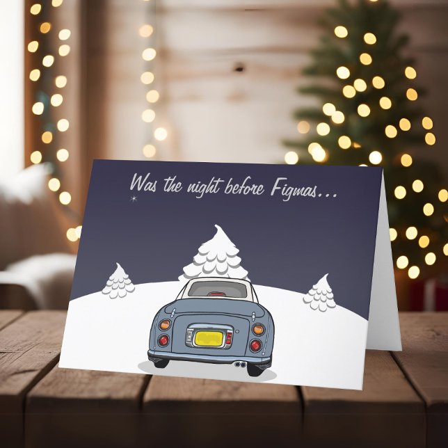Cartão de Natal da Lapis Cinza Figaro Car (Happy Fig-mas! A fun figgy themed christmas card to send to your car! (or your figgy loving friends))