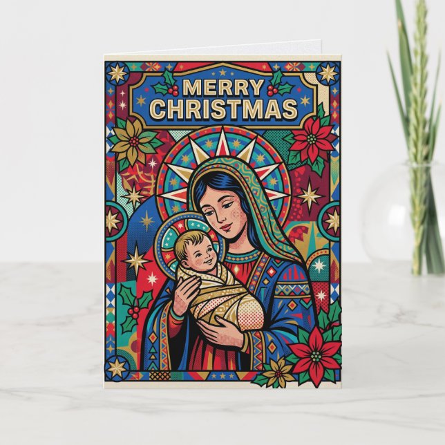 Cartão de Natal da Natividade de Maria e Jesus (Frente)