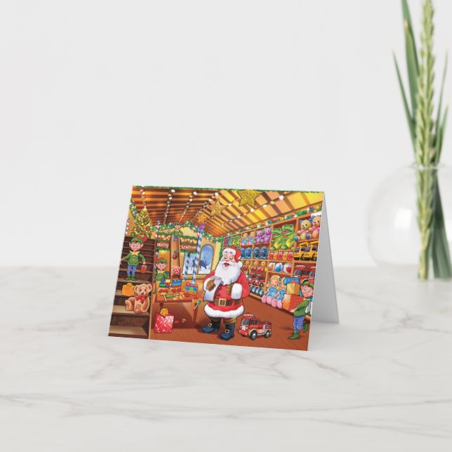 Cartão de Natal da oficina do papai noel (Frente)