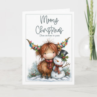 Cartão de Natal da Vaca das Terras Altas