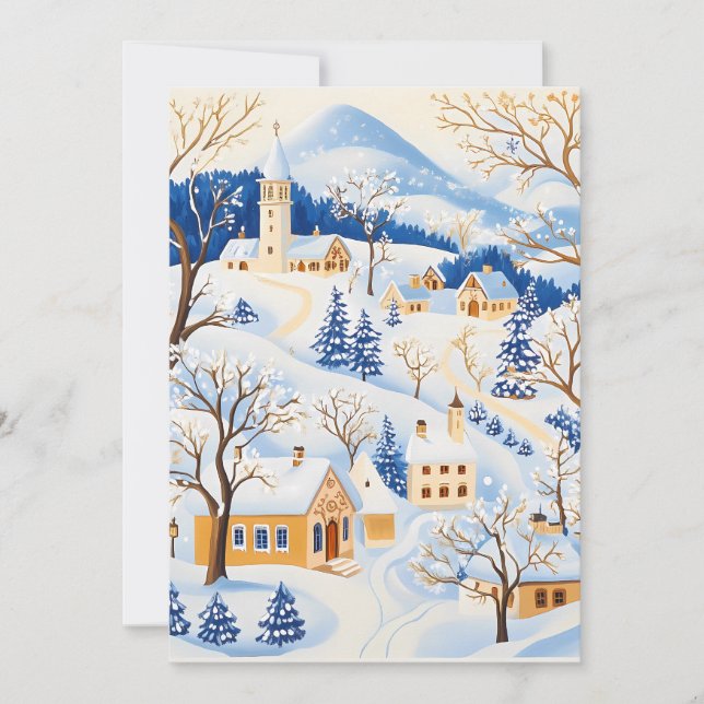 Cartão de Natal da Vila Picturesca de Montanha (Frente)