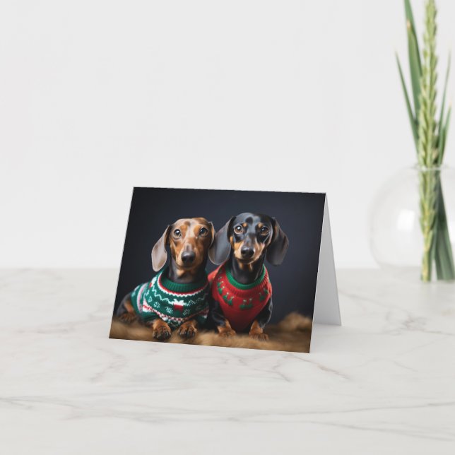 Cartão de Natal Dachshances (Frente)