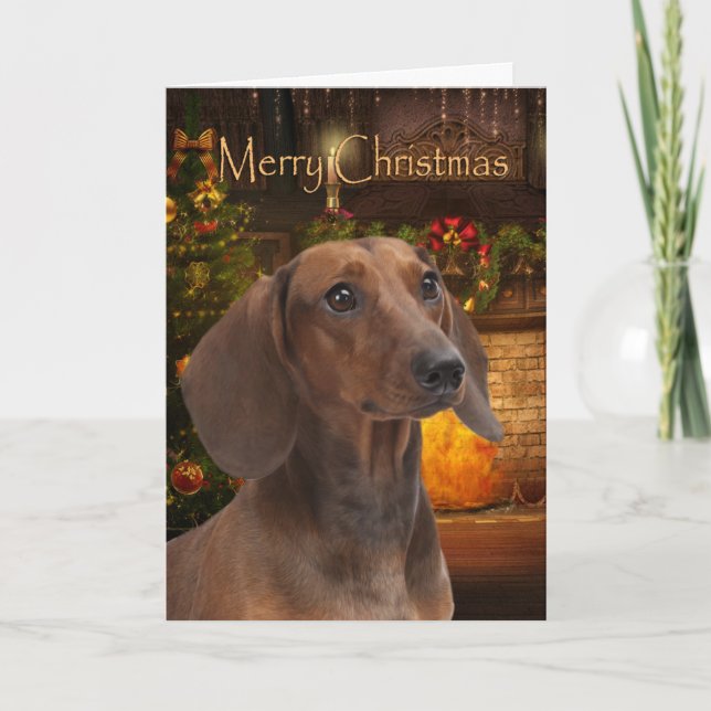 Cartão de Natal Dachshund (Frente)