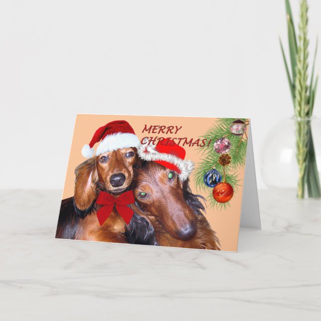 Cartão de Natal Dachshund design (Frente)