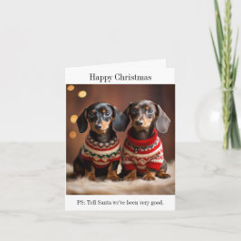 Cartão de Natal Dachshund Puppies