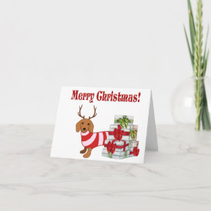 Cartão de Natal Dachshund Reindeer