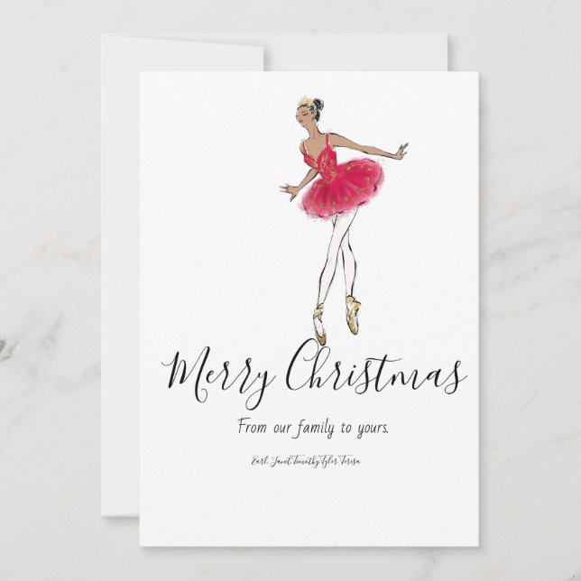 Cartão de Natal Dançarino do Ballet Quebra-Nozes (Frente)