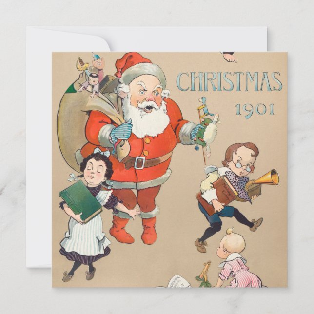 Cartão de Natal de 1901 santa (Frente)