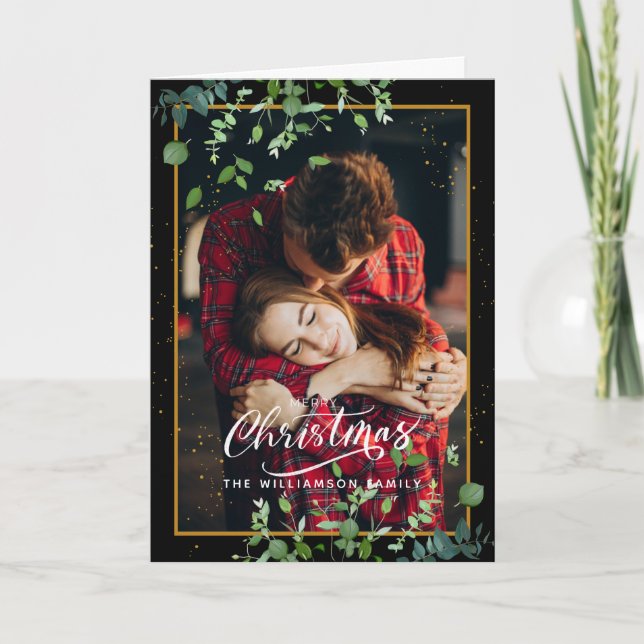 Cartão de Natal de 1 Foto Mínimo Moderno Personali (Frente)