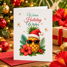 Cartão de Natal de Abacaxi Tropical | Férias Quent
