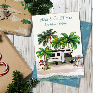 Cartão de Natal de Acampamento em Motorhome com Bo