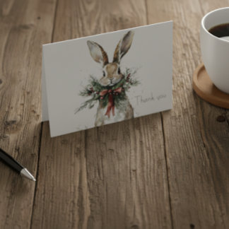Cartão de Natal de Agradecimento do Coelho da Flor