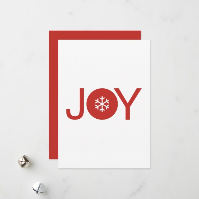 Cartão de Natal de Alegria de Natal Vermelho (Frente/Verso In Situ)