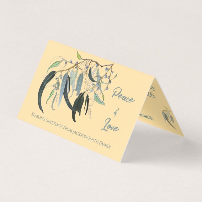 Cartão de Natal de Amor com Aquarela Botânica (Frente)