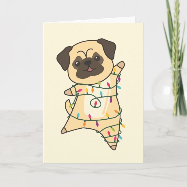 Cartão de Natal de animais de inverno com cachorro (Frente)