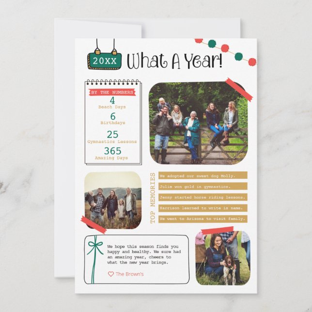 Cartão de Natal de Ano em Revisão (Frente)