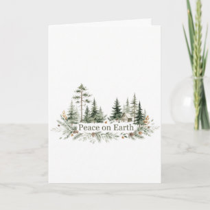Cartão de Natal de Aquarela Botânica Verde Salvia
