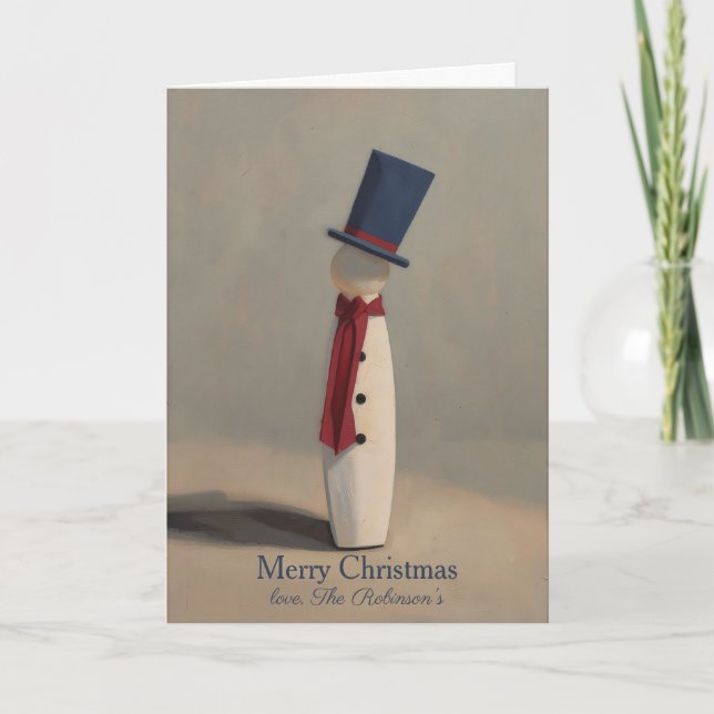 Cartão de Natal de Aquarela com Boneco de Neve Mod (Frente)