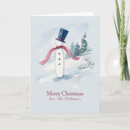 Cartão de Natal de aquarela de boneco de neve mode