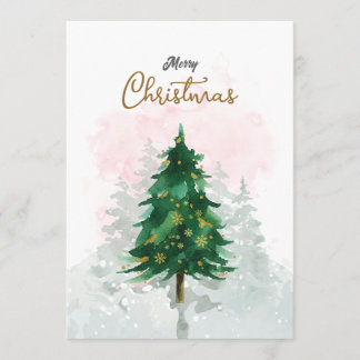 Cartão de Natal de Aquarela Minimalista