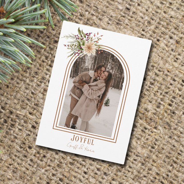 Cartão de Natal de Arch Russo Joyful (Joyful Rustic Arch Photo Christmas Card
)
