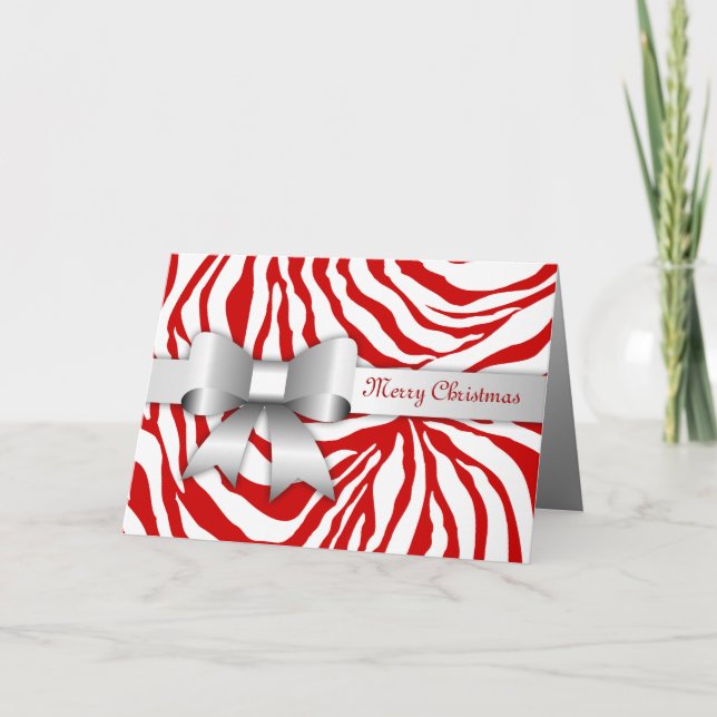 Cartão de Natal de Arco 311-Red Zebra Stripes (Frente)