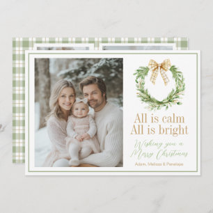 Cartão de Natal de Arco de Fia de Xadrez Dourada d