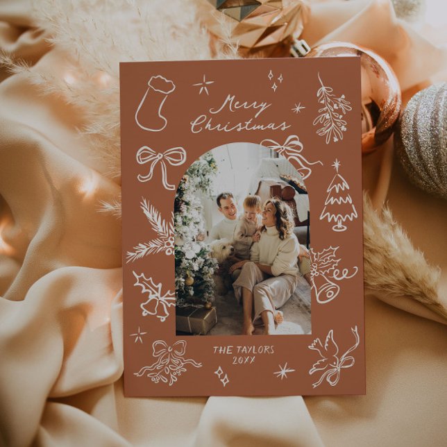 Cartão de Natal de Arco Desenho Mão (Criador carregado)