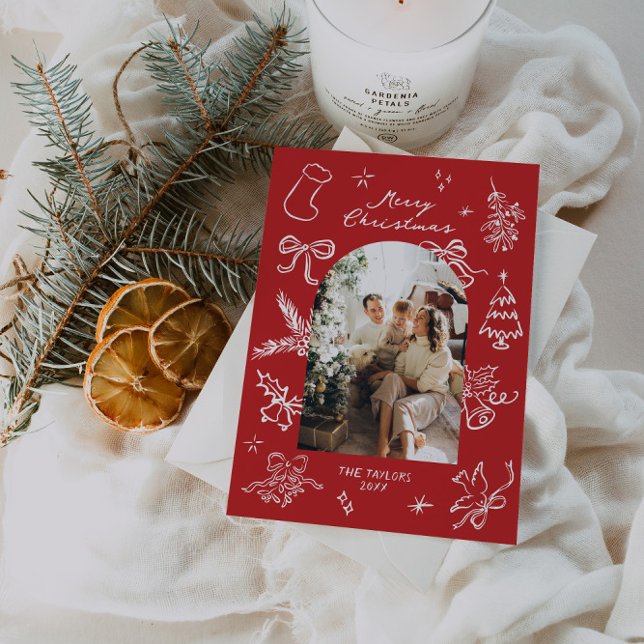Cartão de Natal de Arco Desenho Mão (Criador carregado)