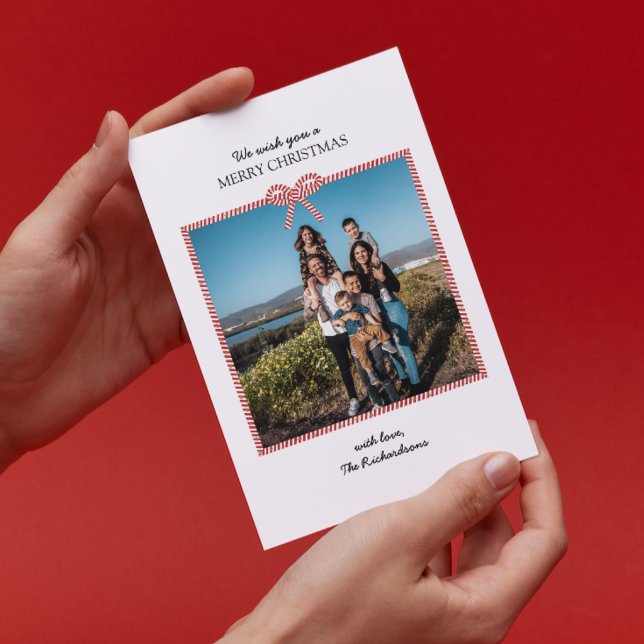 Cartão de Natal de Arco Simples Red Strike White (Criador carregado)