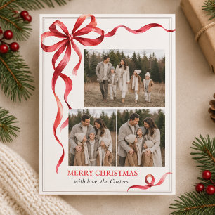Cartão de Natal de Arco Vermelho com Foto Personal