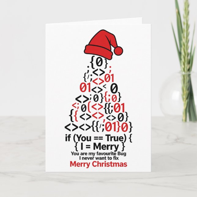 Cartão de Natal de Árvore de Codificação - Present (Frente)