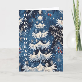 Cartão de Natal de Árvore de Natal Azul Branco