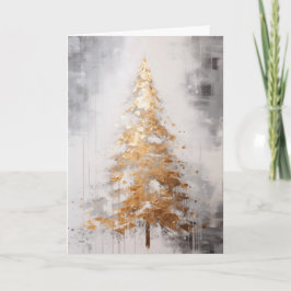 Cartão de Natal de Árvore de Ouro Abstrata