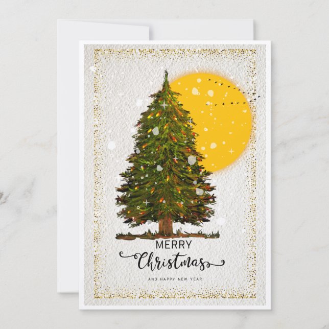 Cartão de Natal de Árvore Elegante com Fundo de So (Frente)
