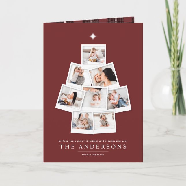 Cartão de Natal de árvore multifoto (Frente)