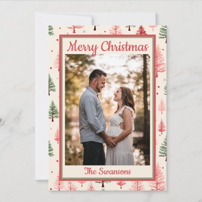 Cartão de Natal de Árvore Rosa (Criador carregado)