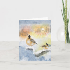 Cartão de Natal De Aves Aquáticas - Pintado À Mão