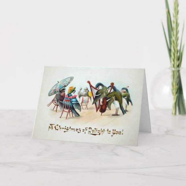 Cartão de Natal de Aves Vitorianas (Frente)