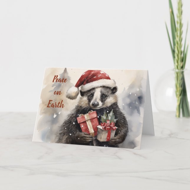 Cartão de Natal De Badger Whimsical (Frente)