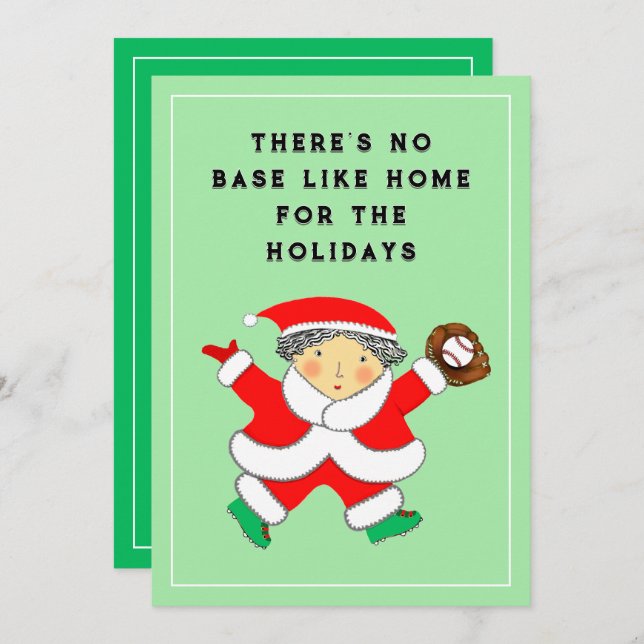 Cartão de Natal de Baseball (Frente/Verso)