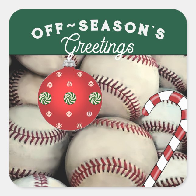 Cartão de Natal de Baseball e Adesivos para Presen (Frente)