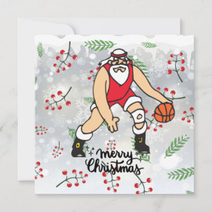 Cartão de Natal de Basquete com Papai Noel