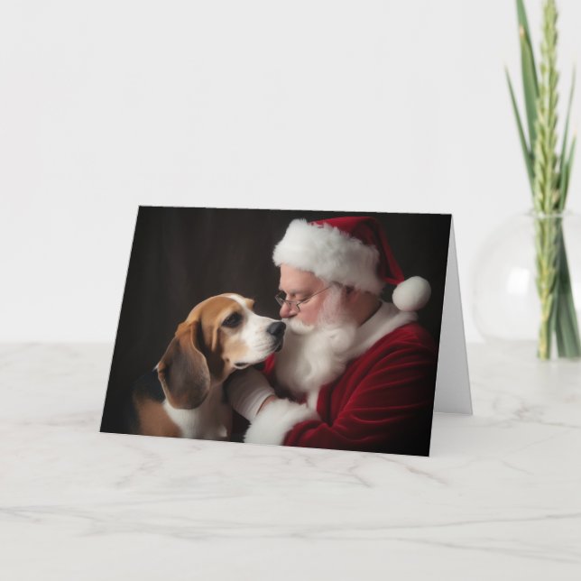Cartão de Natal de Beagle e Papais noeis (Frente)