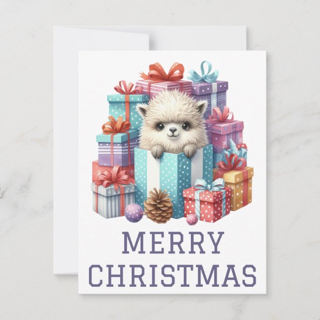 Cartão de Natal de Bebê Bonito Alpaca (Frente)