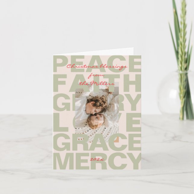 Cartão de Natal de Bênção de Tipografia Folga (Frente)